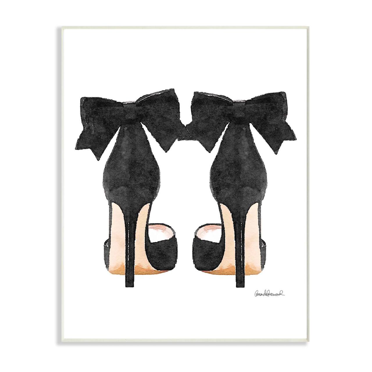 Stupell Industries Glam Black Pumps with Black Bow Wall Plaque